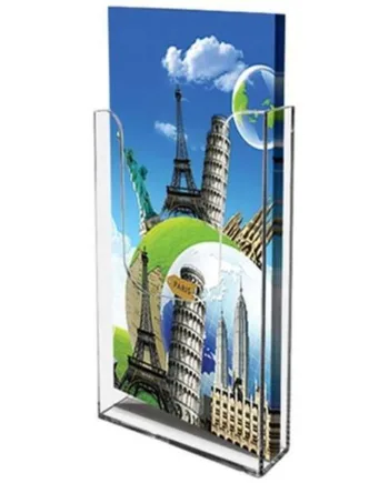 Akryl Brochureholder Til Væg Vertikal Flyer M65   9x21 Cm