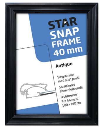 Alu Klapramme Antik  Sort  40 Mm Profil