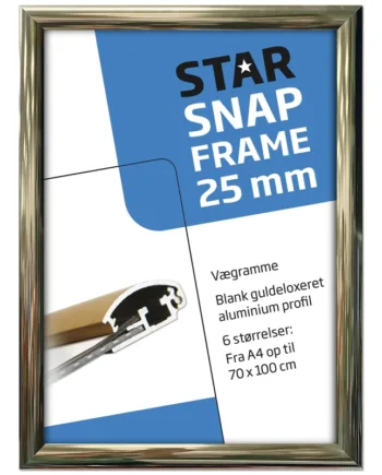 Alu Klapramme  Blank Guld  25 Mm Profil