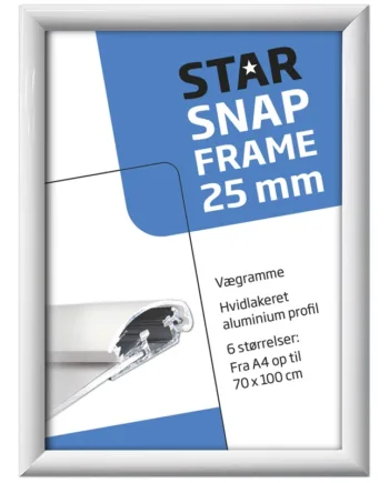 Alu Klapramme  Hvid  25 Mm Profil
