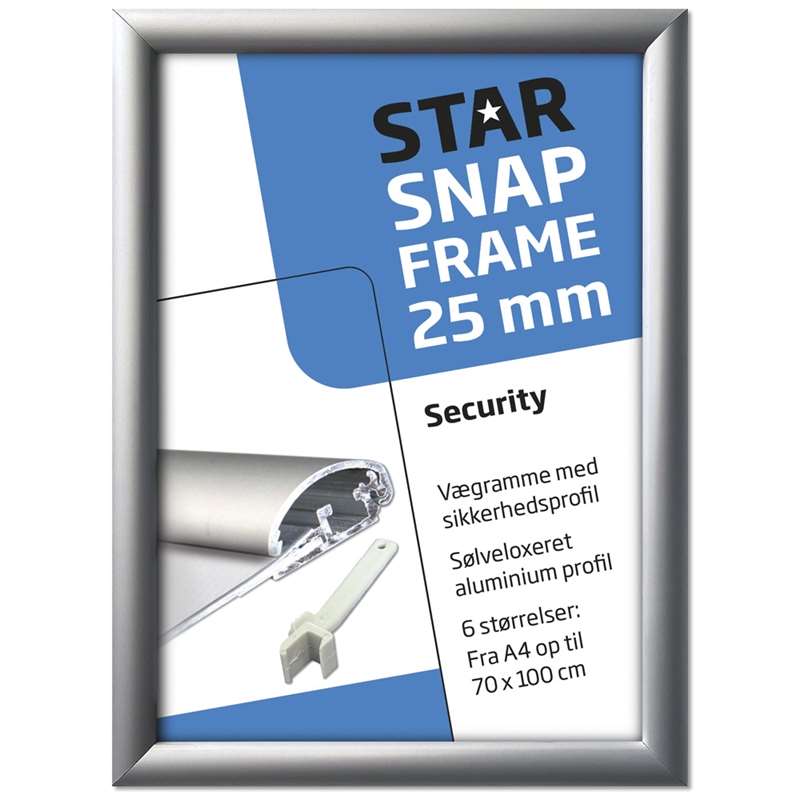 Alu Security Klapramme Sølv 25 Mm Profil