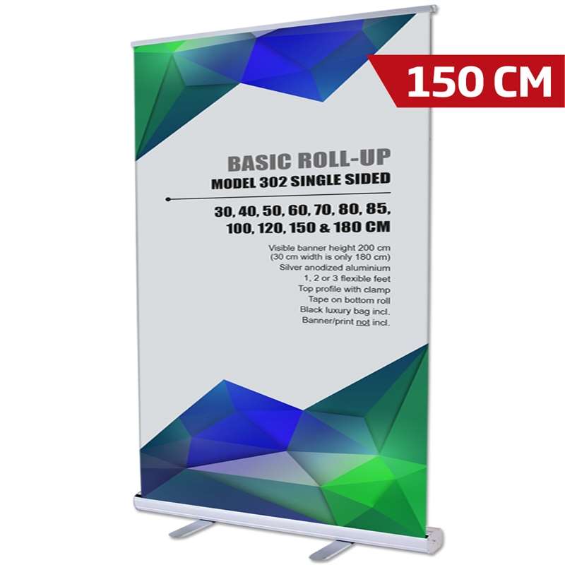 Basic Roll-up Kassette Enkeltsidet Alu Sølv 150 Cm