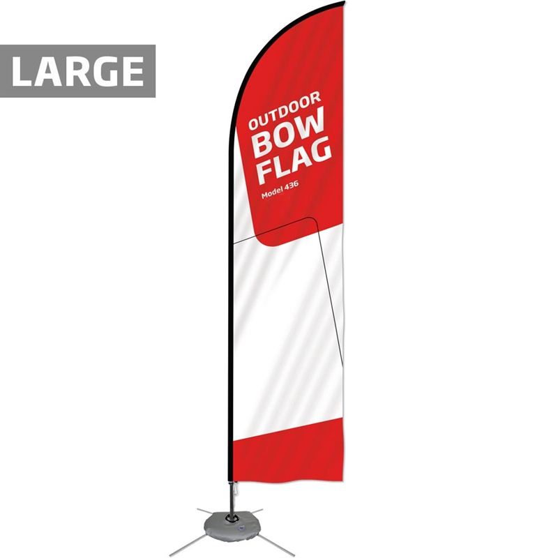 Beachflag Outdoor Bow Flag Sort Stang Large Inkl Flag Og Krydsfod Med Vanddunk