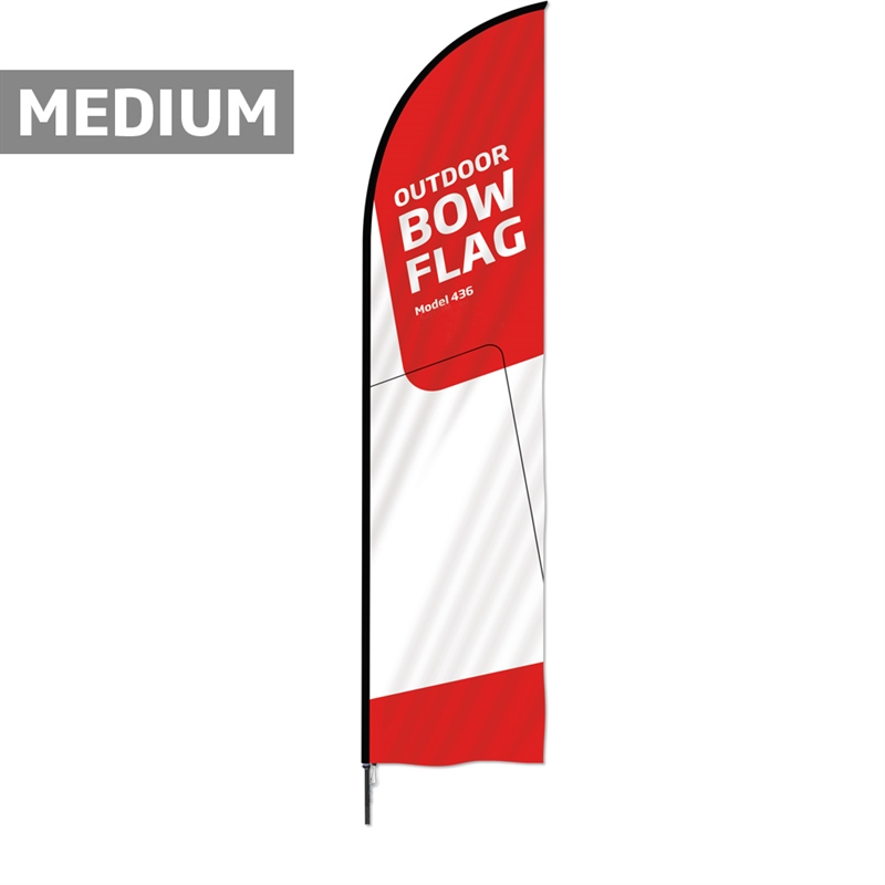 Beachflag Outdoor Bow Flag Sort Stang Medium Inkl Flag