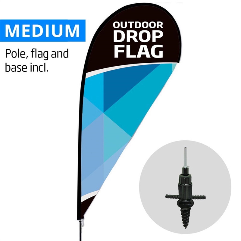 Beachflag Outdoor Drop Flag Medium Inkl Flag Og Screw Flag Base
