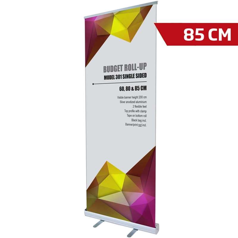 Budget Roll-up Kassette Enkeltsidet Alu Sølv 85 Cm