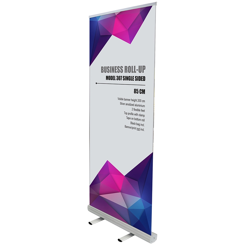 Business Roll-up Enkeltsidet Alu Sølv 85 Cm Inkl Taske Og Bannerprint