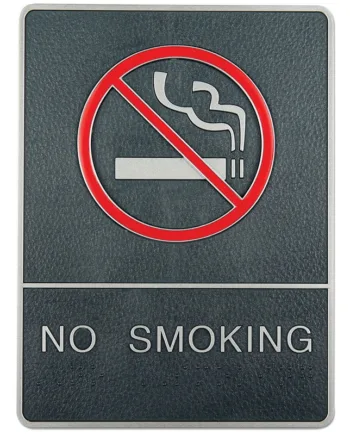 Dørskilt Med Ikon Tekst Blindeskrift No Smoking
