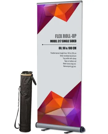 Flex Roll-up Enkeltsidet 80x230 Cm Sølv Med Banner Og Print