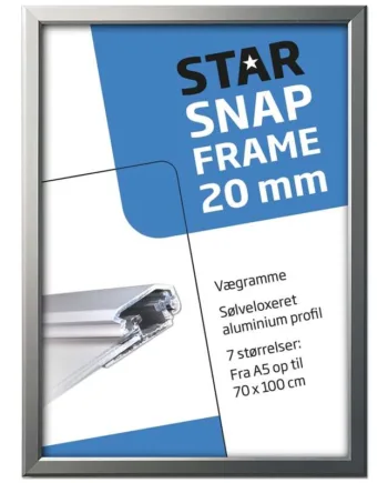 Klapramme  Alu Sølv  20 Mm Profil