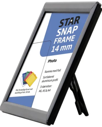 Photo Klapramme Med Bagstøtte  Alu Sort  14 Mm Profil