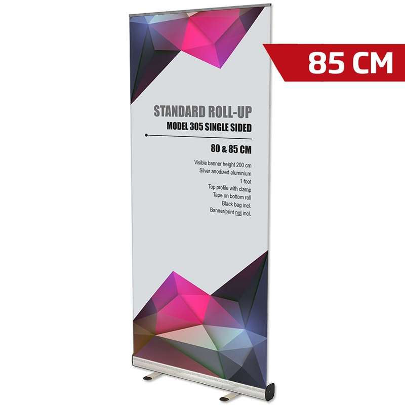Standard Roll-up Kassette Enkeltsidet Alu Sølv 85 Cm Inkl Taske