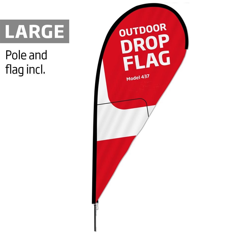 Udendørs Dråbeformet Flag Large Med Sort Stang Og Flag