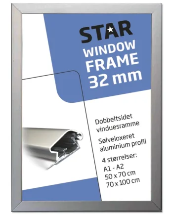 Vinduesramme  Dobbeltsidet  Alu Sølv  32 Mm Profil