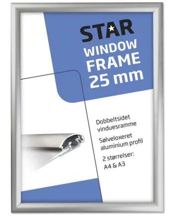 Vinduesramme  Dobbeltsidet  Alu Sølv  25 Mm Profil