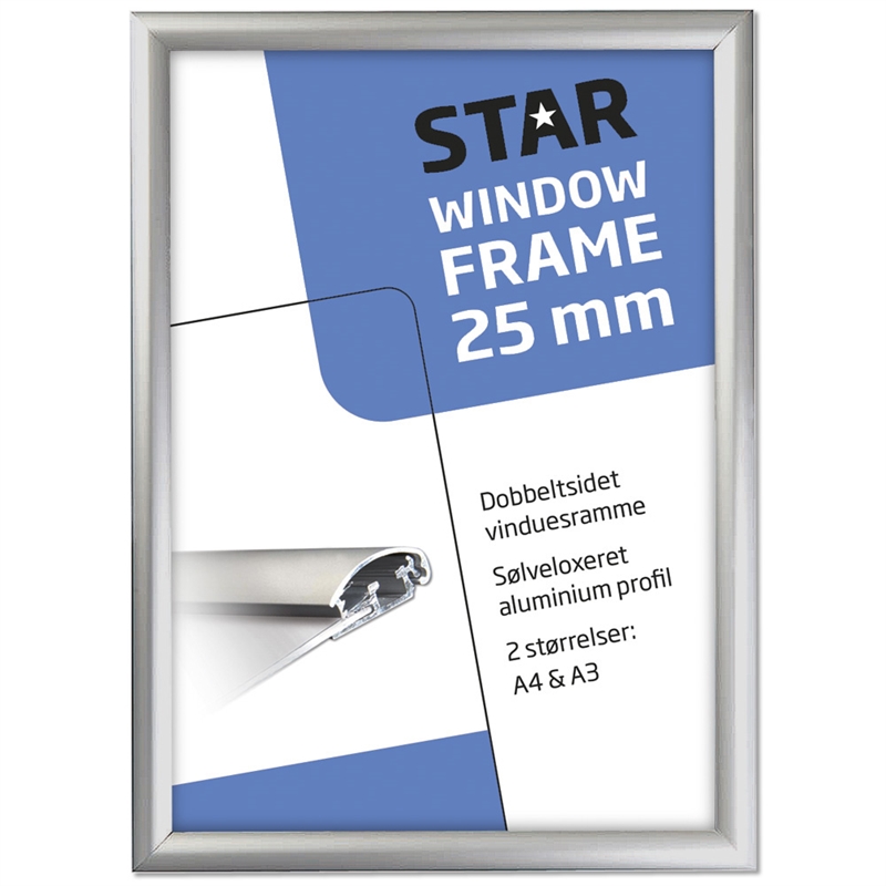 Vinduesramme Dobbeltsidet Alu Sølv 25 Mm Profil