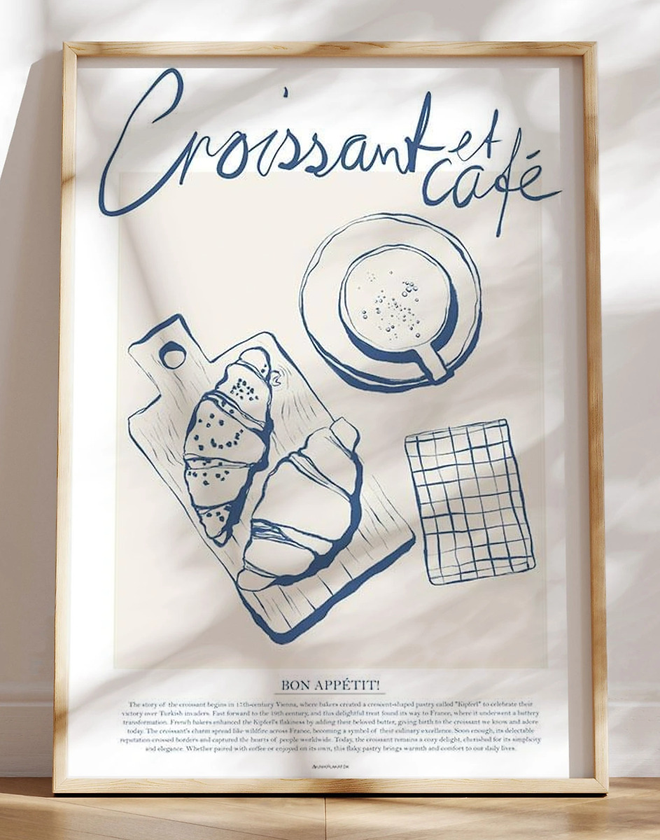 Croissant Et Café Hyggelig Madplakat Med Fransk Morgenbord