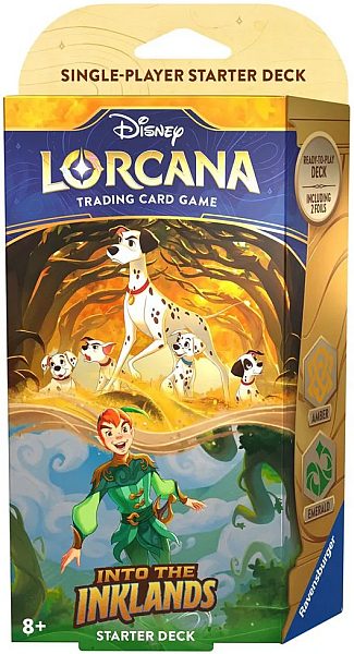 Disney Lorcana Tcg: Set 03 Into The Inklands Starter Deck: Amber Emerald  Pongo   Peter Pan
