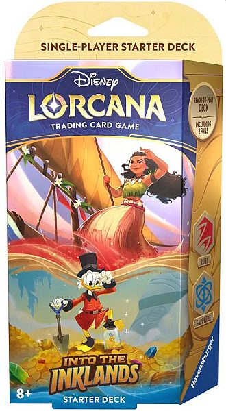 Disney Lorcana Tcg: Set 03 Into The Inklands Starter Deck: Ruby Sapphire  Moana   Scrooge Mcduck