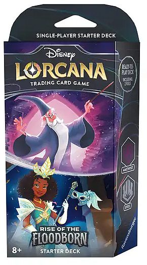 Disney Lorcana Tcg: Set 02 Rise Of The Floodborn Starter Deck: Amethyst Steel  Merlin   Tiana