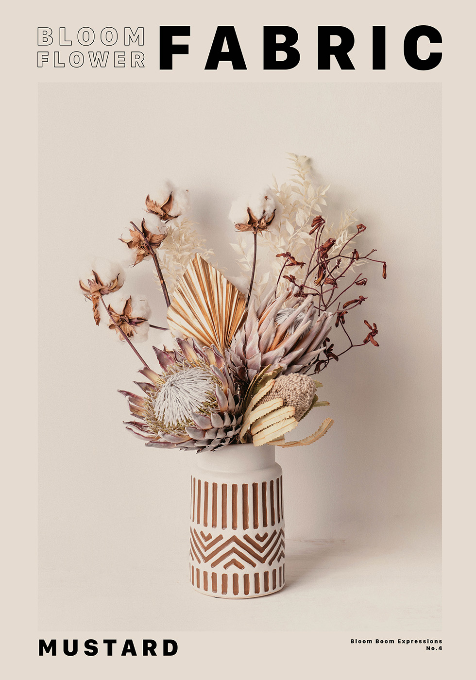 Flower Bloom Fabric Mustard Af Plakatwerket