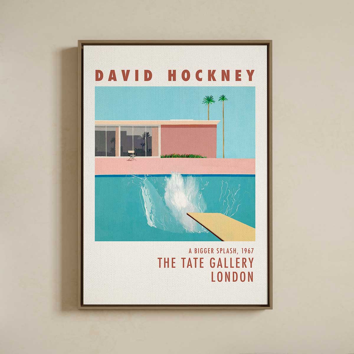 Lærredsprint Med Svæveramme  David Hockney    Bigger Splash