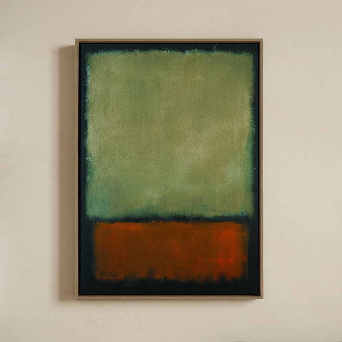 Lærredsprint Med Svæveramme  Mark Rothko  Green  Orange  Dark Green