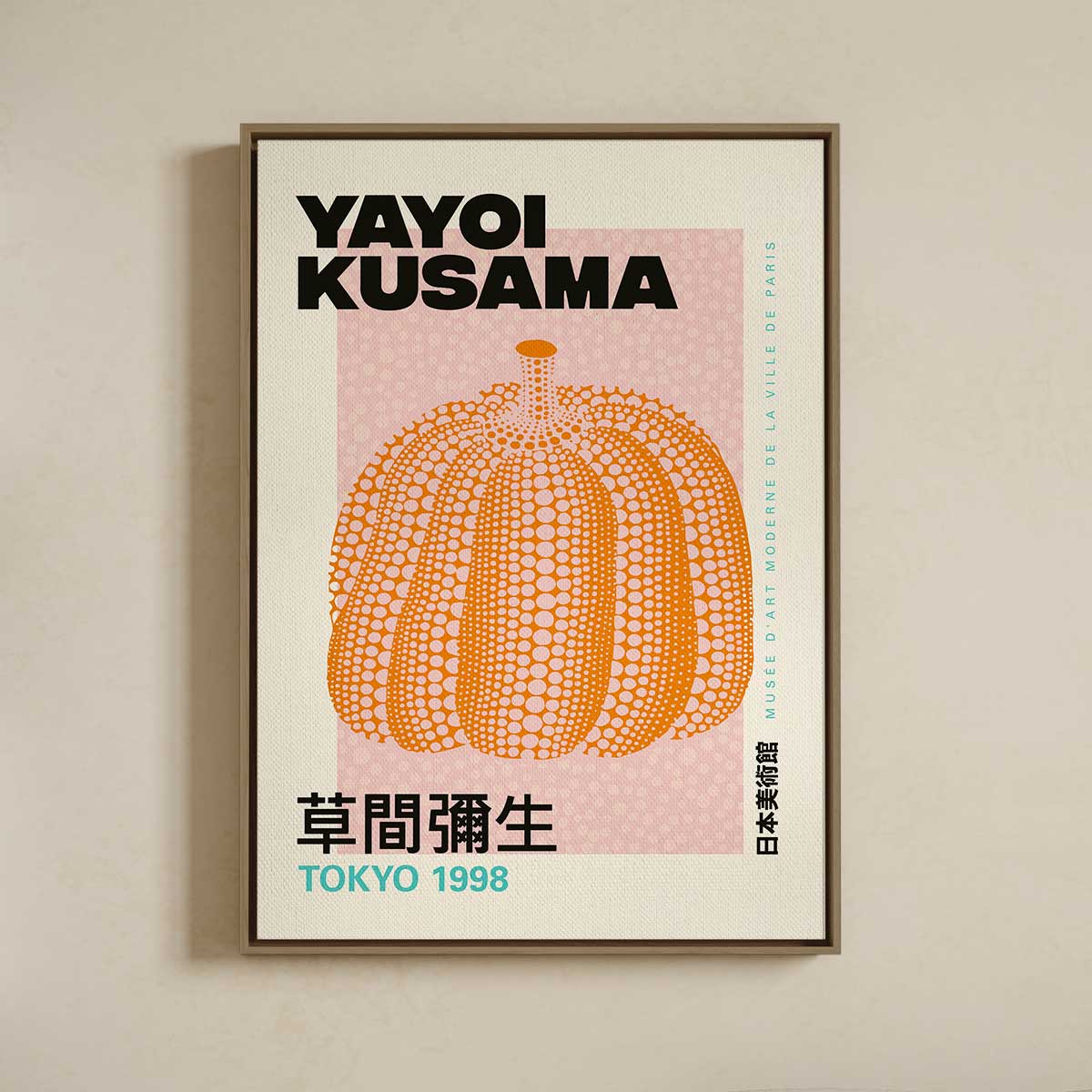 Lærredsprint Med Svæveramme  Yayoi Kusama  Pumpkin 01