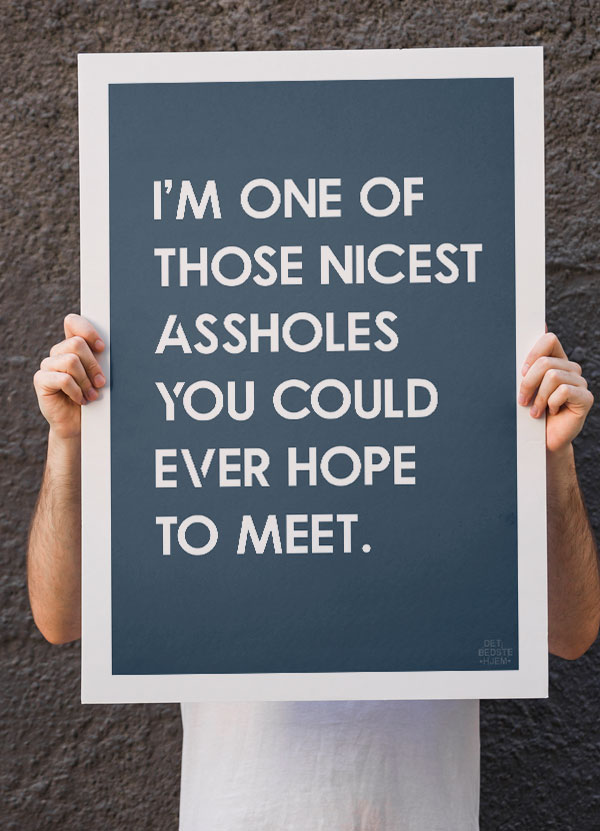 Nice Asshole-plakat  Blågrøn  21   29    A4  Kr  199 -