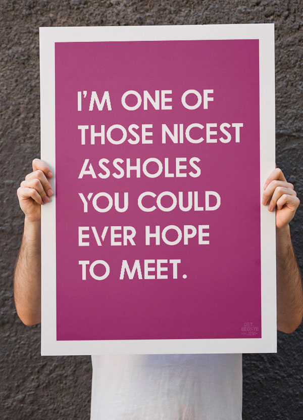 Nice Asshole-plakat  Pink  21   29    A4  Kr  199 -