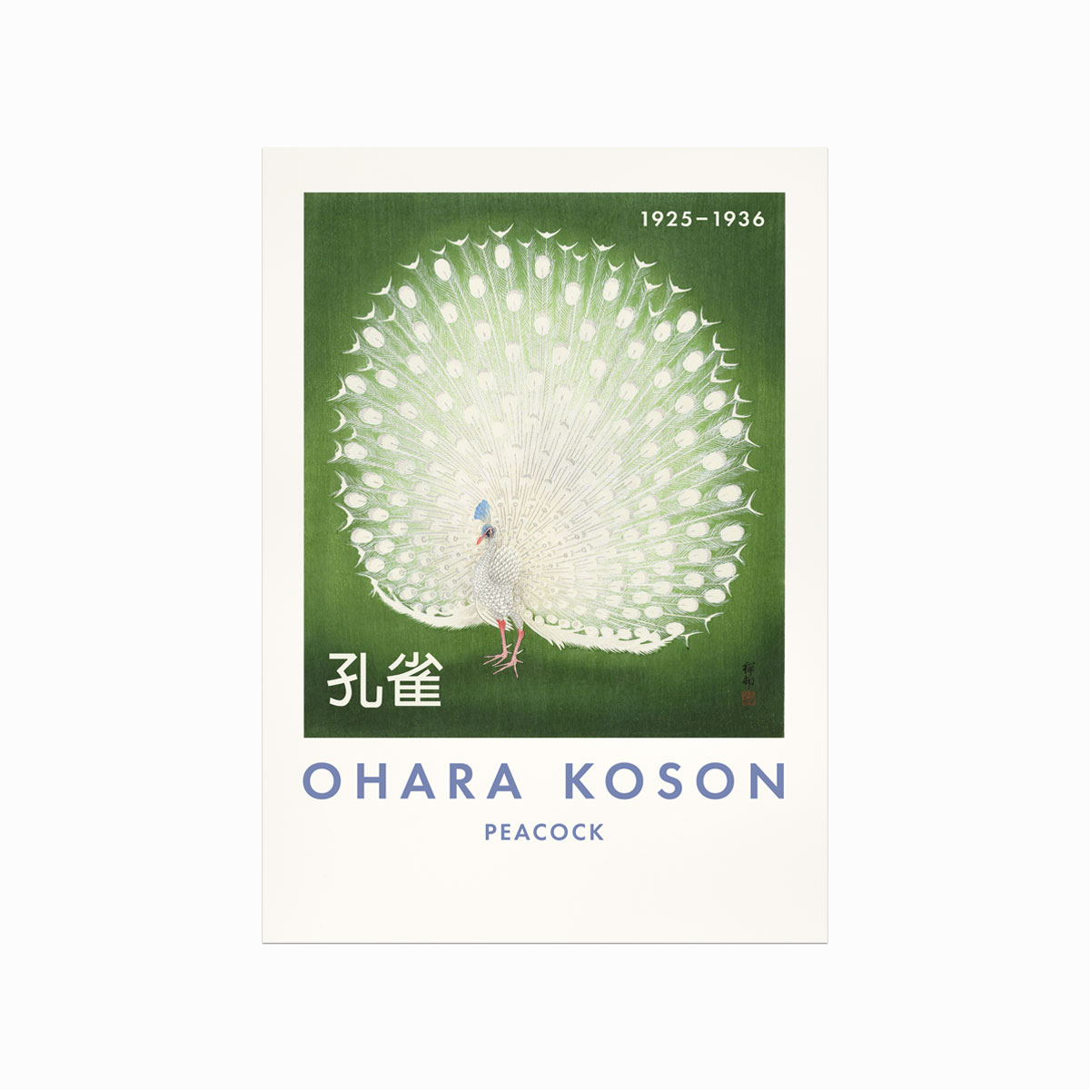 Ohara Koson Plakat  Påfugl  Grøn