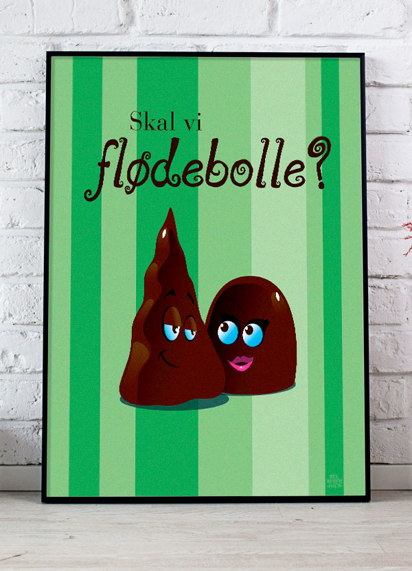 Skal Vi Flødebolle-plakat Grøn 21   29    A4  Kr  199 -