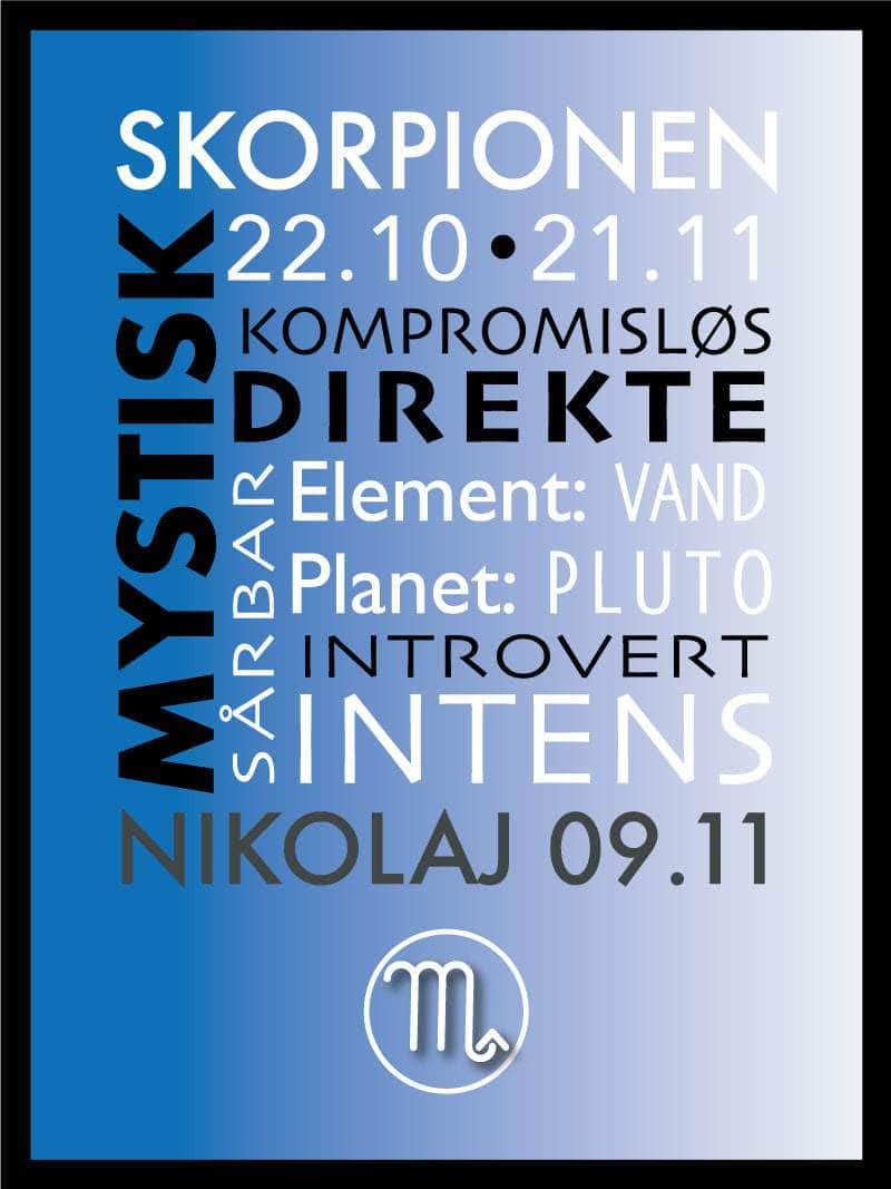Skorpionen Stjernetegn Med Tekst Plakat