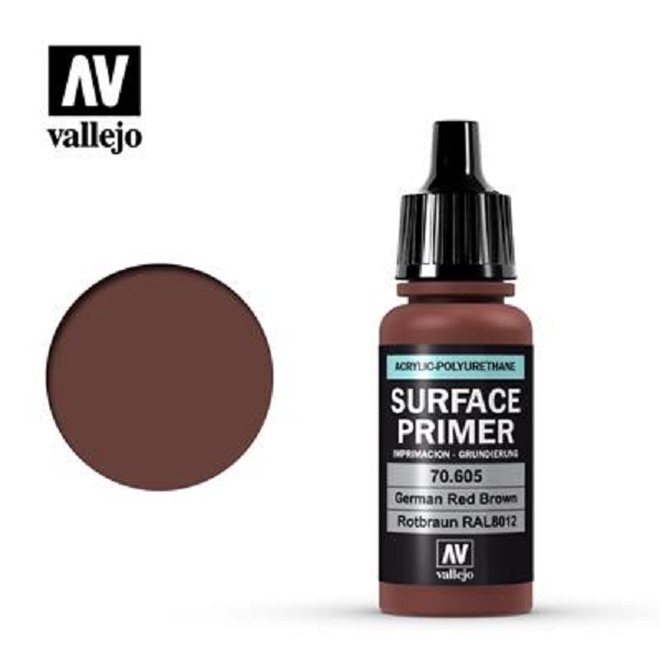 Vallejo Primer  Acrylic-polyurethane : German Red Brown Ral8012  17 Ml