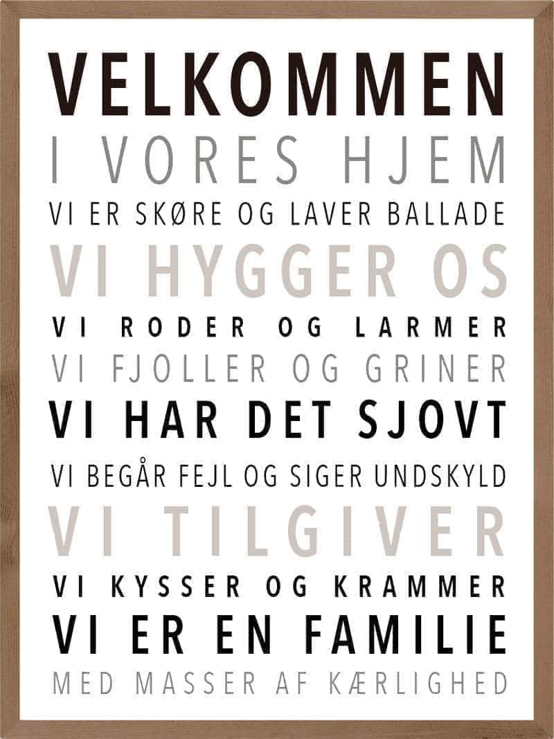 Velkommen Til Vores Hjem Plakat