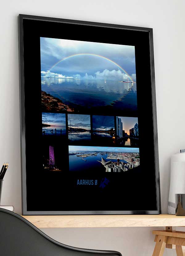 Aarhus  -byplakat Regnbue Sort 21   29    A4  Kr  199 -