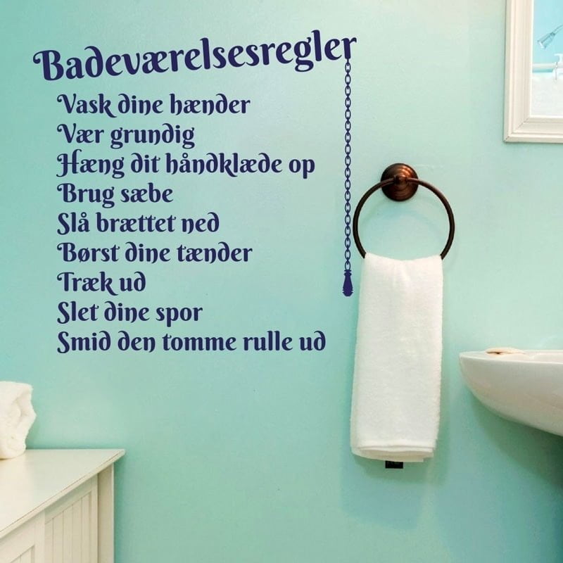 Badeværelsesregler Wallsticker