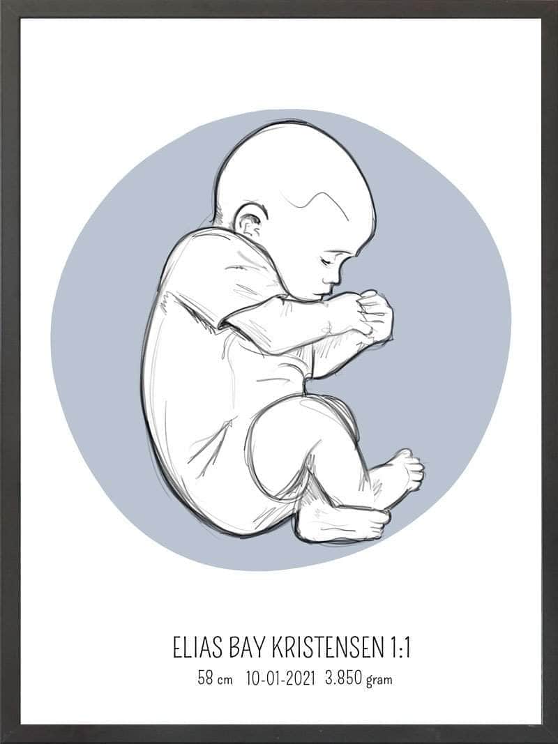 Birth Poster   Fødselsplakat  :  Fosterstilling Blå
