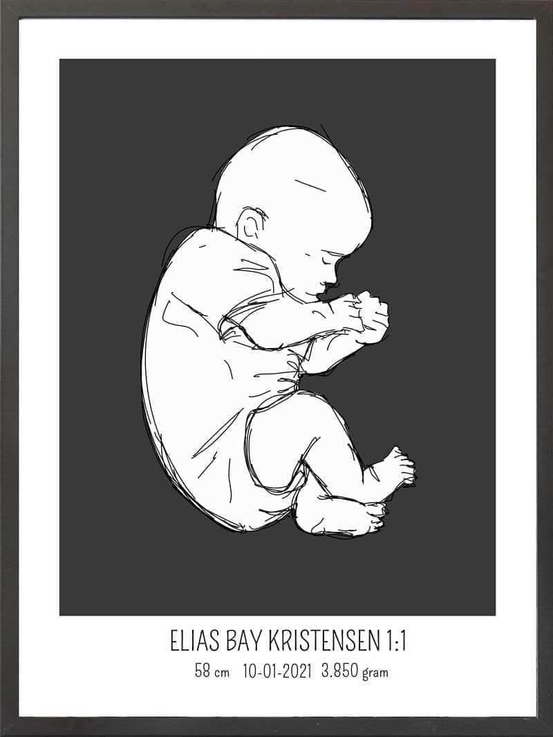 Birth Poster   Fødselsplakat  :  Fosterstilling Blå
