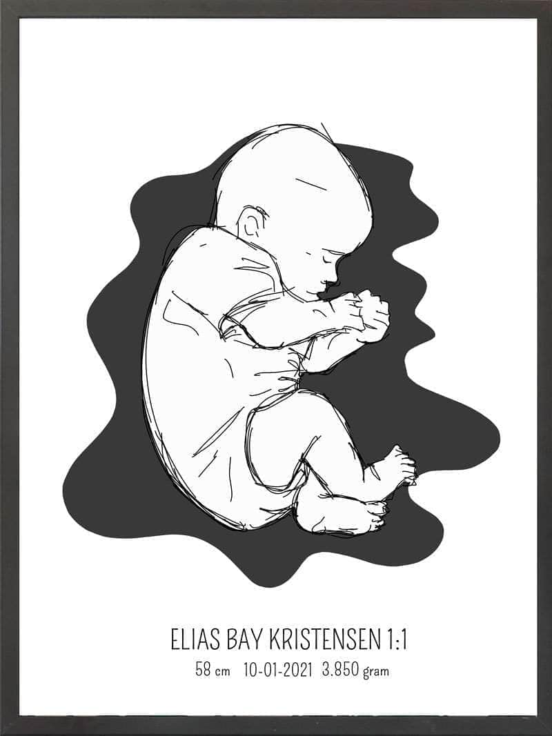 Birth Poster   Fødselsplakat  :  Fosterstilling Blå