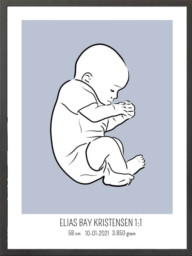 Birth Poster   Fødselsplakat  :  Fosterstilling Blå