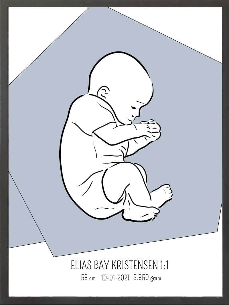 Birth Poster   Fødselsplakat  :  Fosterstilling Blå