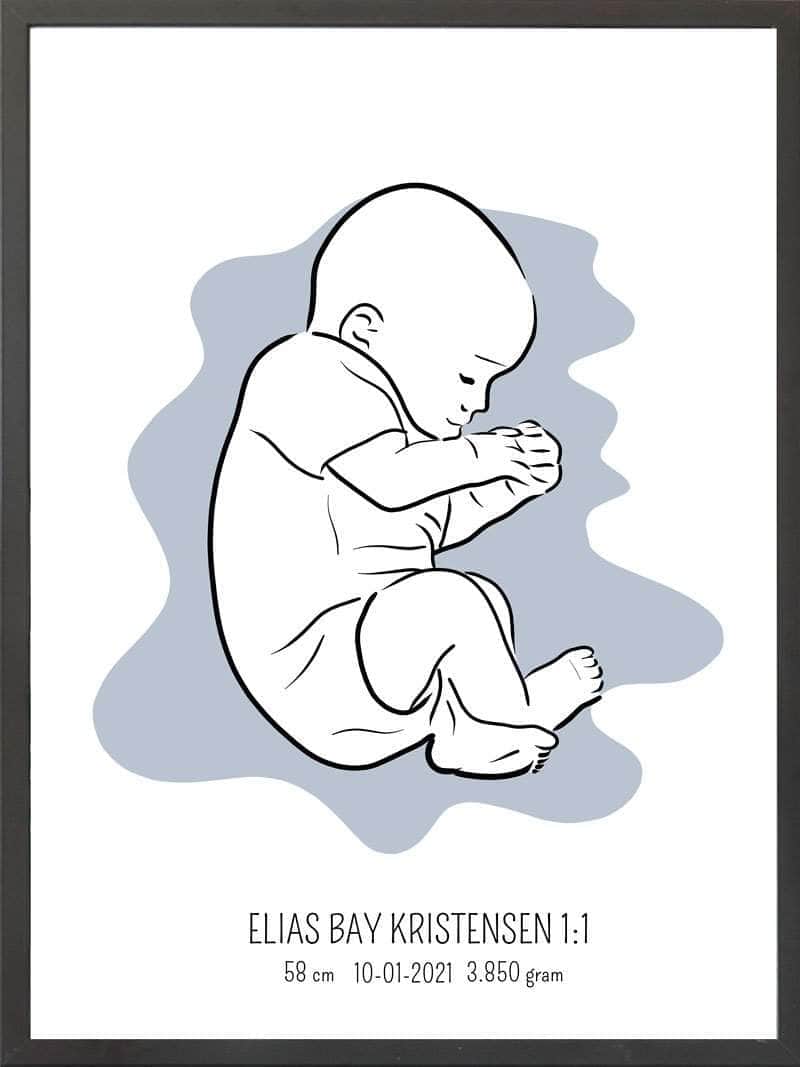 Birth Poster   Fødselsplakat  :  Fosterstilling Blå