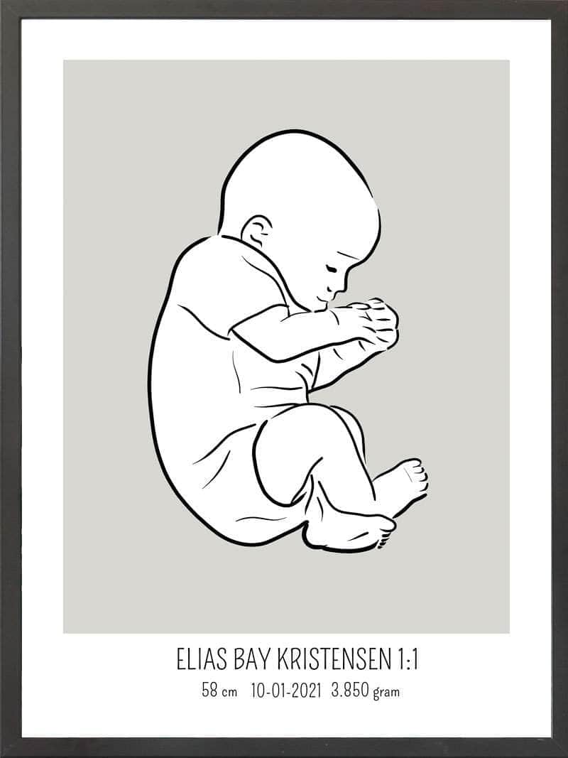 Birth Poster   Fødselsplakat  :  Fosterstilling Blå