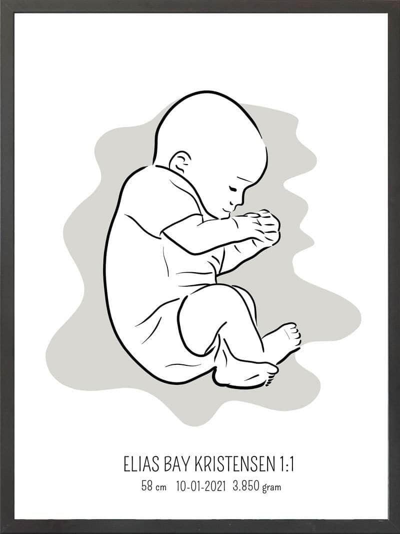 Birth Poster   Fødselsplakat  :  Fosterstilling Blå