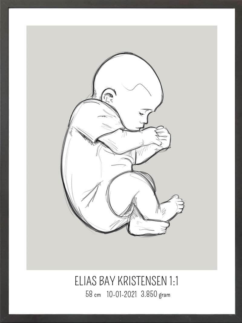Birth Poster   Fødselsplakat  :  Fosterstilling Blå