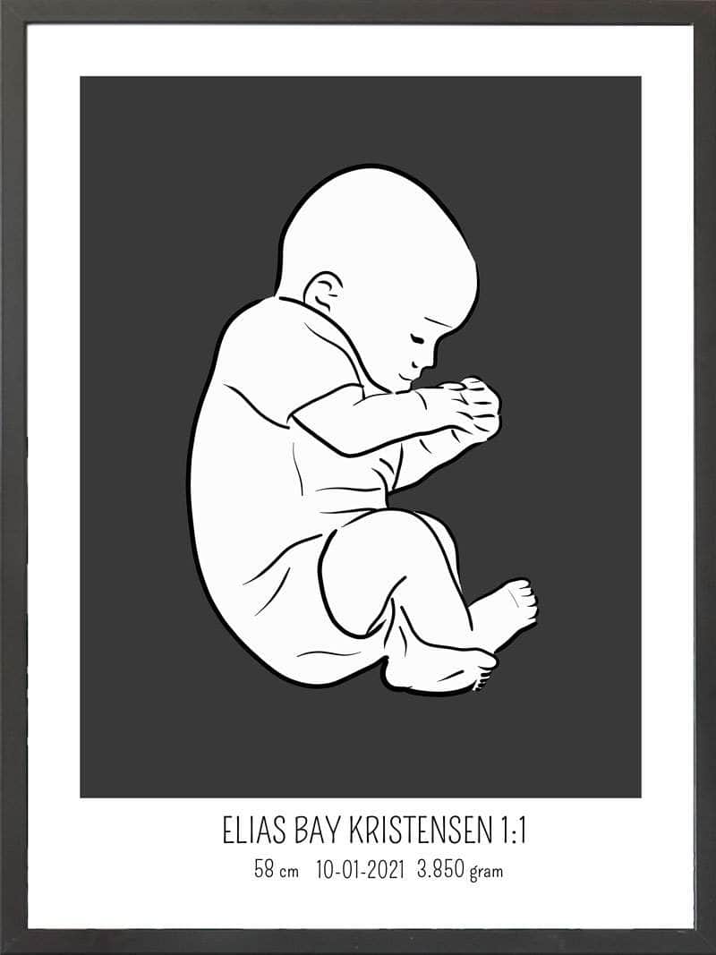 Birth Poster   Fødselsplakat  :  Fosterstilling Blå