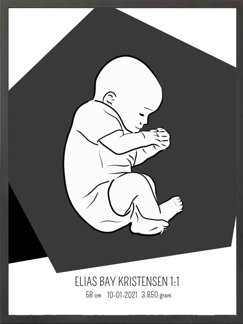 Birth Poster   Fødselsplakat  :  Fosterstilling Blå