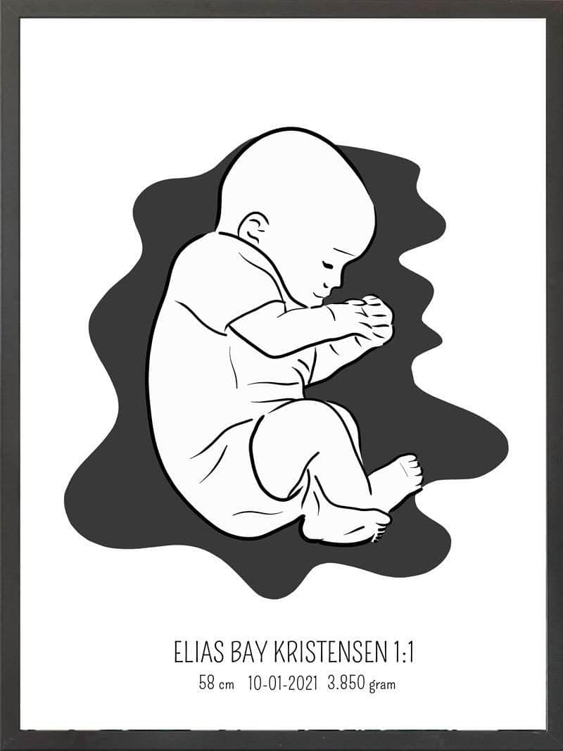 Birth Poster   Fødselsplakat  :  Fosterstilling Blå