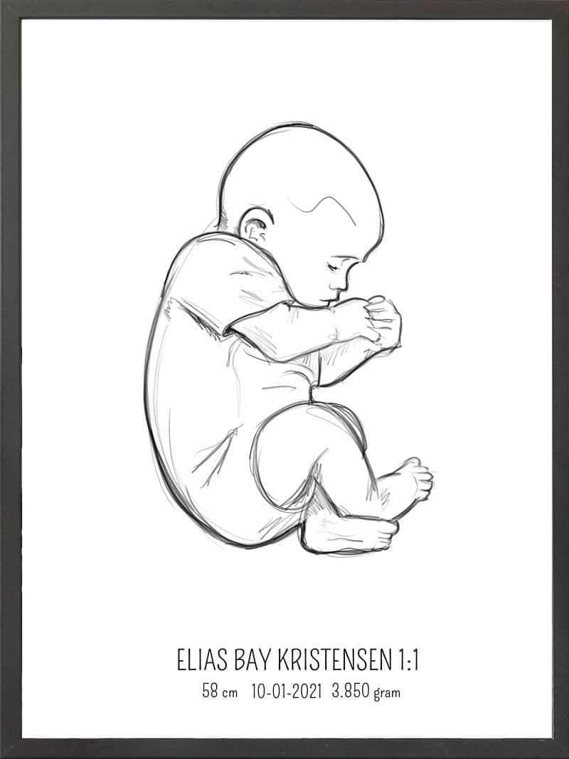 Birth Poster   Fødselsplakat  :  Fosterstilling Blå